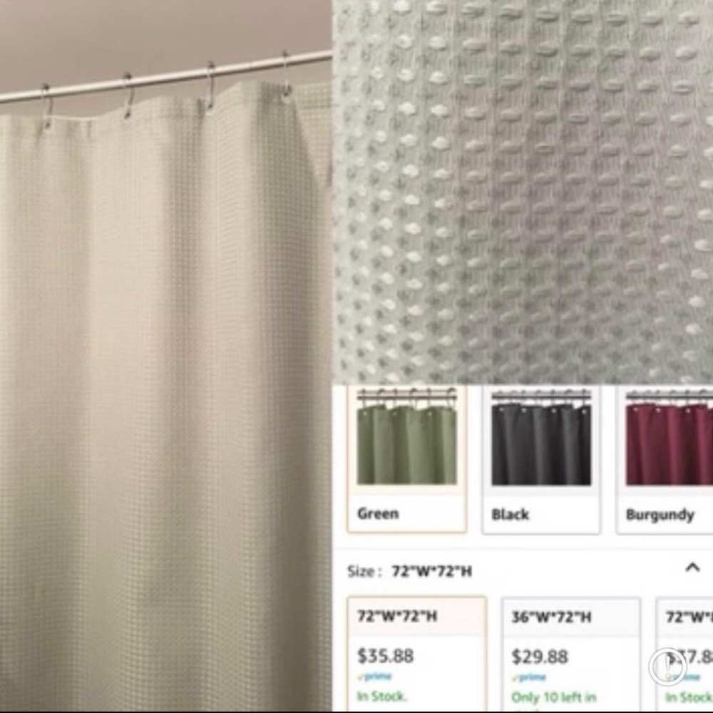 Sage green waffle weave spa shower curtain
